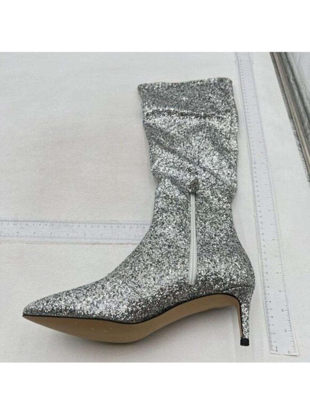 Women's Sparkle Glitter Pointy Toe Stiletto Heel Knee High Boots